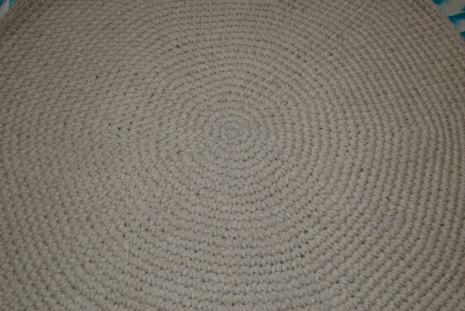 Custom Crochet Round Rug, 100% Natural Wool on Luulla